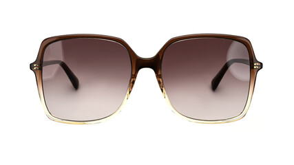 Sunglasses isolated on white background. Sun glasses summer woman accessories brown color. Front...