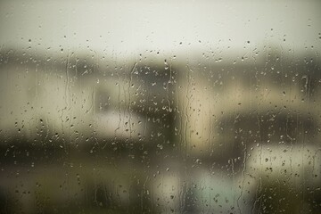Close up view of raindrops running on window glass. Beautiful nature backgrounds.