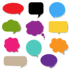 Colorful Speech Bubble Set Isolated White Background With Gradient Mesh, Vector Illustration