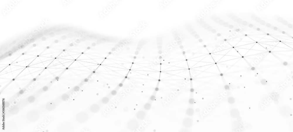 Aufkleber Big data visualization. Abstract background with interweaving of dots . 3D rendering.