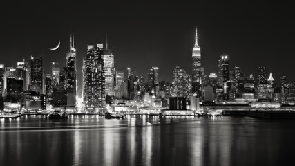 New York City skyline at 42nd street - b&w