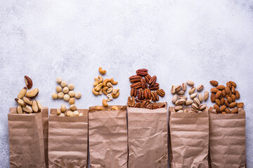 Almonds, pecan, macadamia, pistachio, and cashew