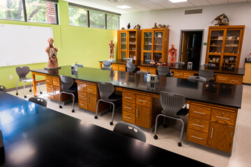 Empty Biology lab in school closed for Covid 19