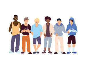 Obraz premium Cultural diversity men cartoons vector design