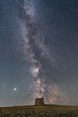 Milky Way over St Catherine's Chapel in Abbotsbury with Jupiter and Saturn