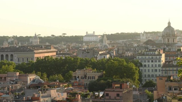 beautiful skyline of Rome in a sunny day