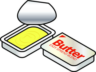 A small plastic pack of butter easy spread blend. Foil top.
