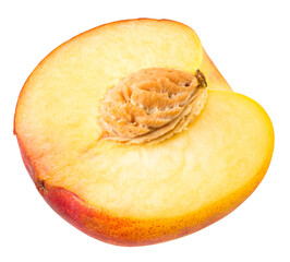 half peach fruit isolated on white background