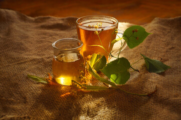 Linden tea with honey