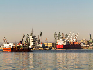 VARNA, BULGARIA - 18 November, 2015: Commercial Sea port of Varna. November 18, 2015 in Varna, Bulgaria