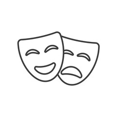 Theatre mask icon silhouette. Theatre drama comedy vector icon, actor acting logo