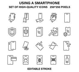 A set of simple but high-quality icons about using your smartphone.