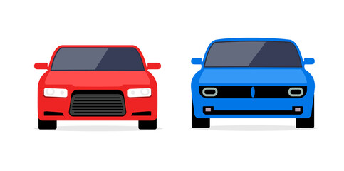 Car front view vector flat icon. Car parking cartoon front design shape