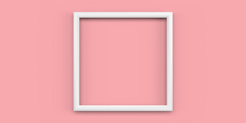 Plastic white picture frame, blank thin frame with empty space for decorative uses. 3d render