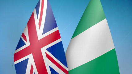 United Kingdom and Nigeria two flags