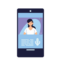 latin woman in smartphone in video chat vector design