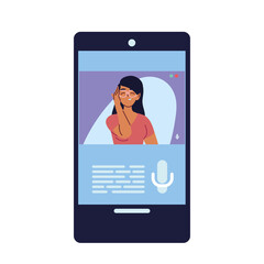 latin woman in smartphone in video chat vector design