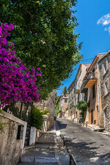Fototapeta na wymiar Haut-de-Cagnes, a picturesque village at the top of a hill, is the oldest district of Cagnes-sur-Mer in French Riviera. Cote d'Azur, France.