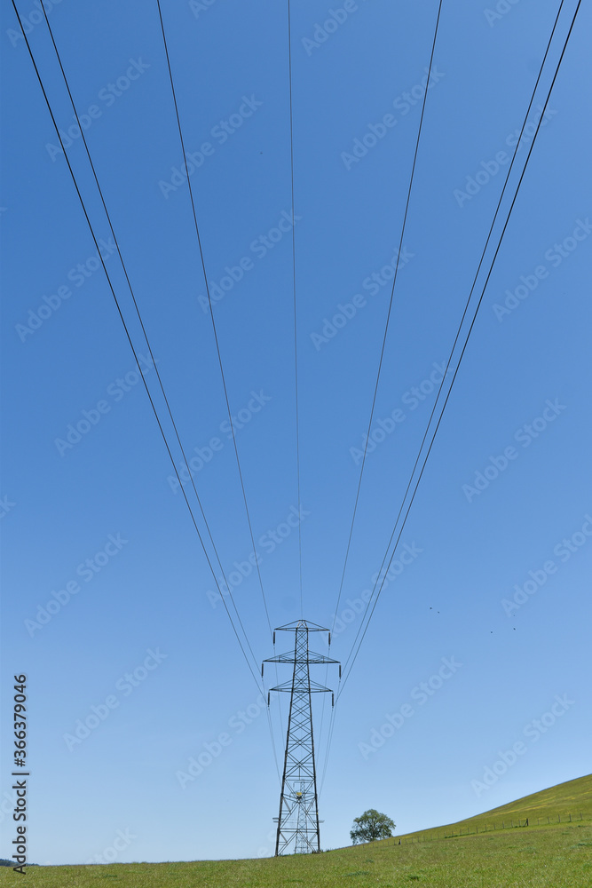 Wall mural countryside power line pylons