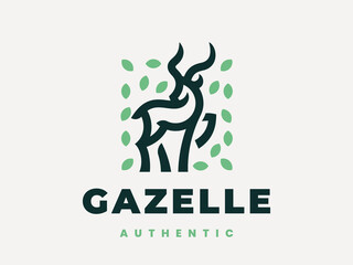 Fototapeta premium Gazelle modern logo. Deer emblem design editable for your business. Vector illustration.