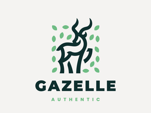 Gazelle modern logo. Deer emblem design editable for your business. Vector illustration.