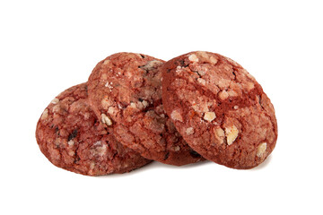 Round fruit biscuits with raisins isolated on white background