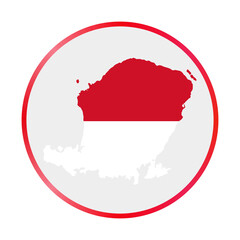 Lombok icon. Shape of the island with Lombok flag. Round sign with flag colors gradient ring. Radiant vector illustration.