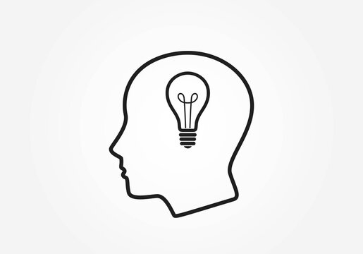 head with light bulb icon. idea symbol. infographic design element