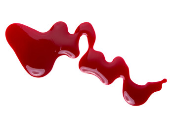 Red paint, a sample of cosmetics nail polish isolated on a white background