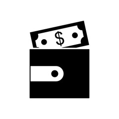 wallet with money bill icon, silhouette style