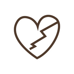 Vector linear icon with broken heart
