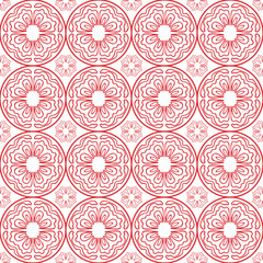 Wavy line within a circle pattern seamless repeat background