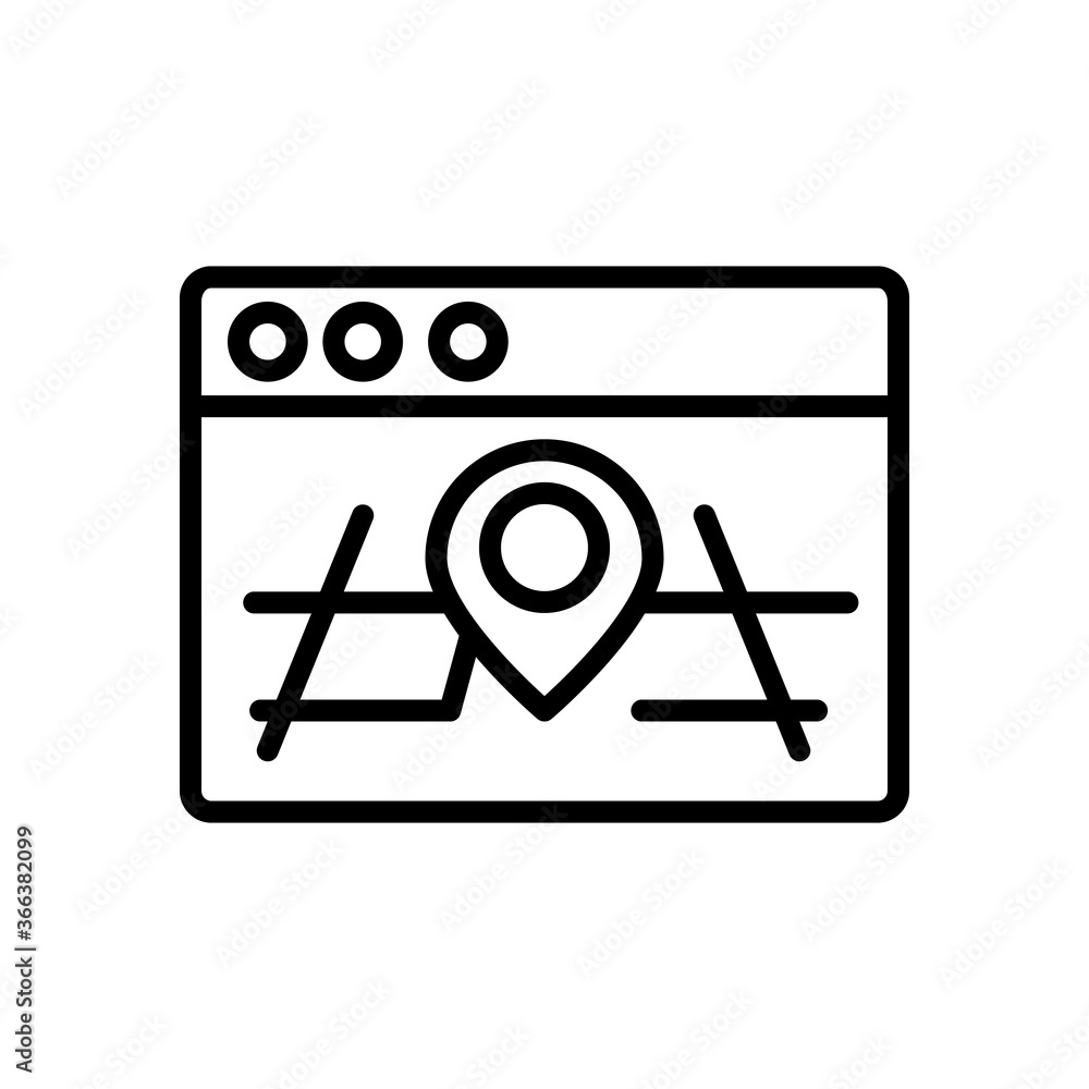 Poster browser, web site, map, location pin icon. simple line, outline vector elements of internet explorer