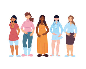 Fototapeta premium Women cartoons of cultural diversity vector design