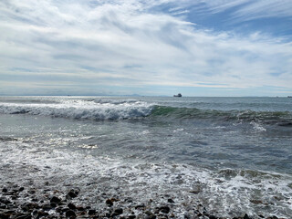 Vladivostok, sea of Japan in the area of Sobol Bay in summer morning