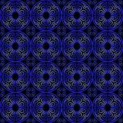 Wavy line within a circle pattern seamless repeat background