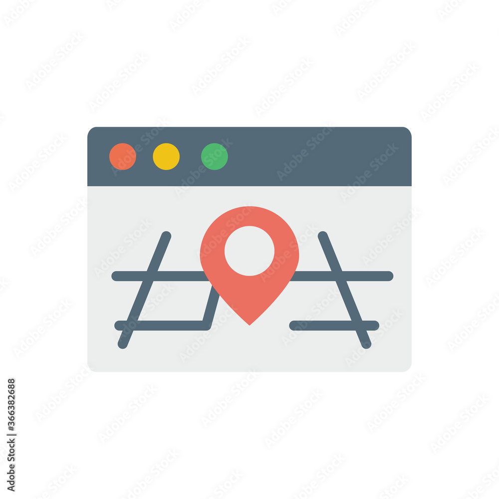Poster browser, web site, map, location pin icon. simple color vector elements of internet explorer icons f