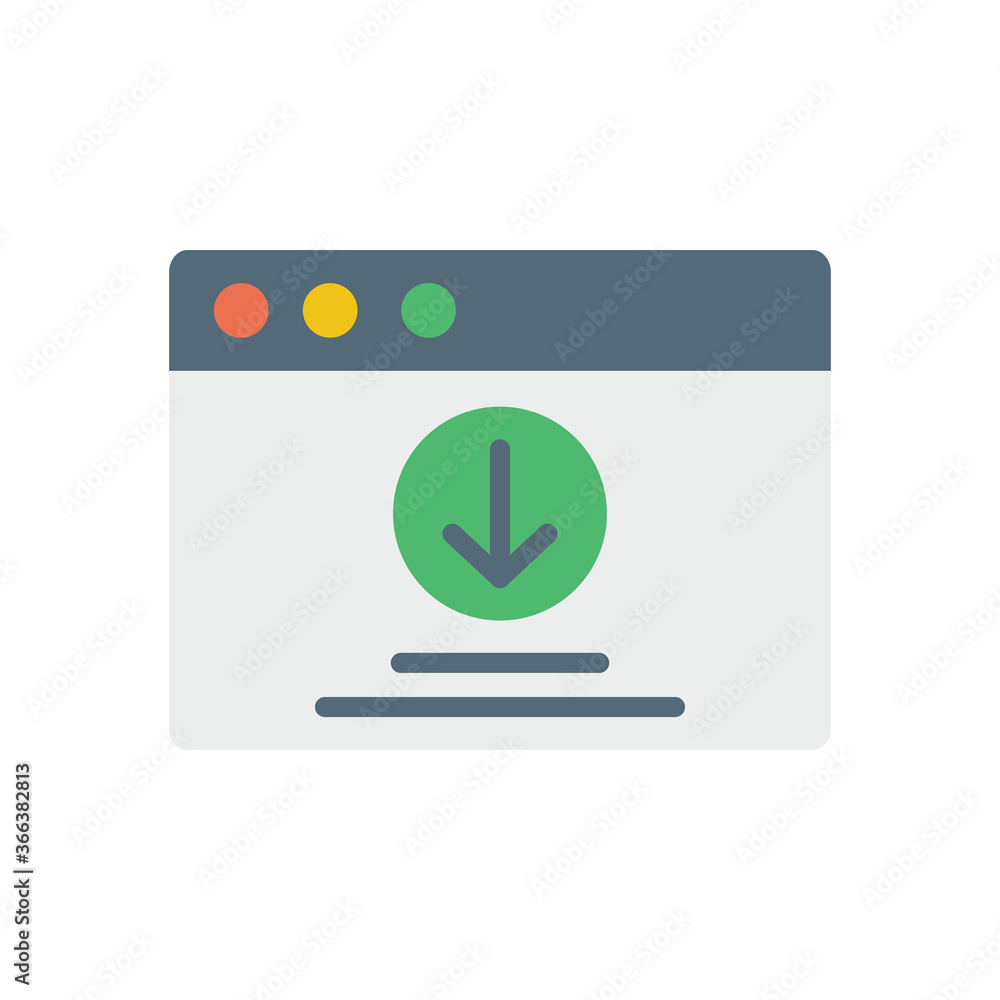 Poster browser, web site, download icon. simple color vector elements of internet explorer icons for ui and