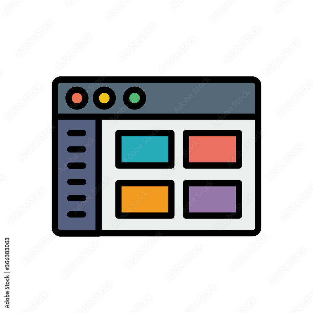 Poster browser, web site, pictures icon. simple color with outline vector elements of internet explorer ico