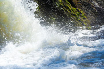 Seething waterfall in Karelia, Russia. Beautiful Jukankoski waterfal in the wild