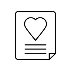 paper with heart icon, line style