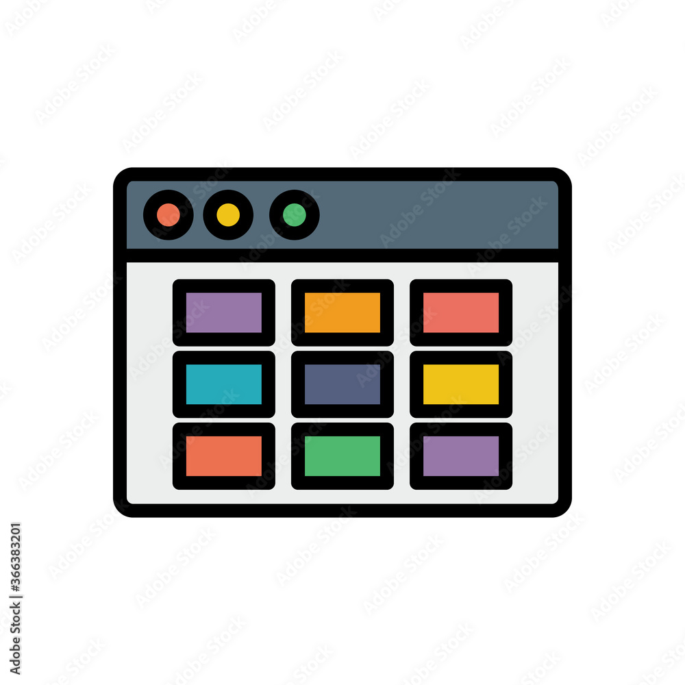 Poster browser, web site, pictures icon. simple color with outline vector elements of internet explorer ico