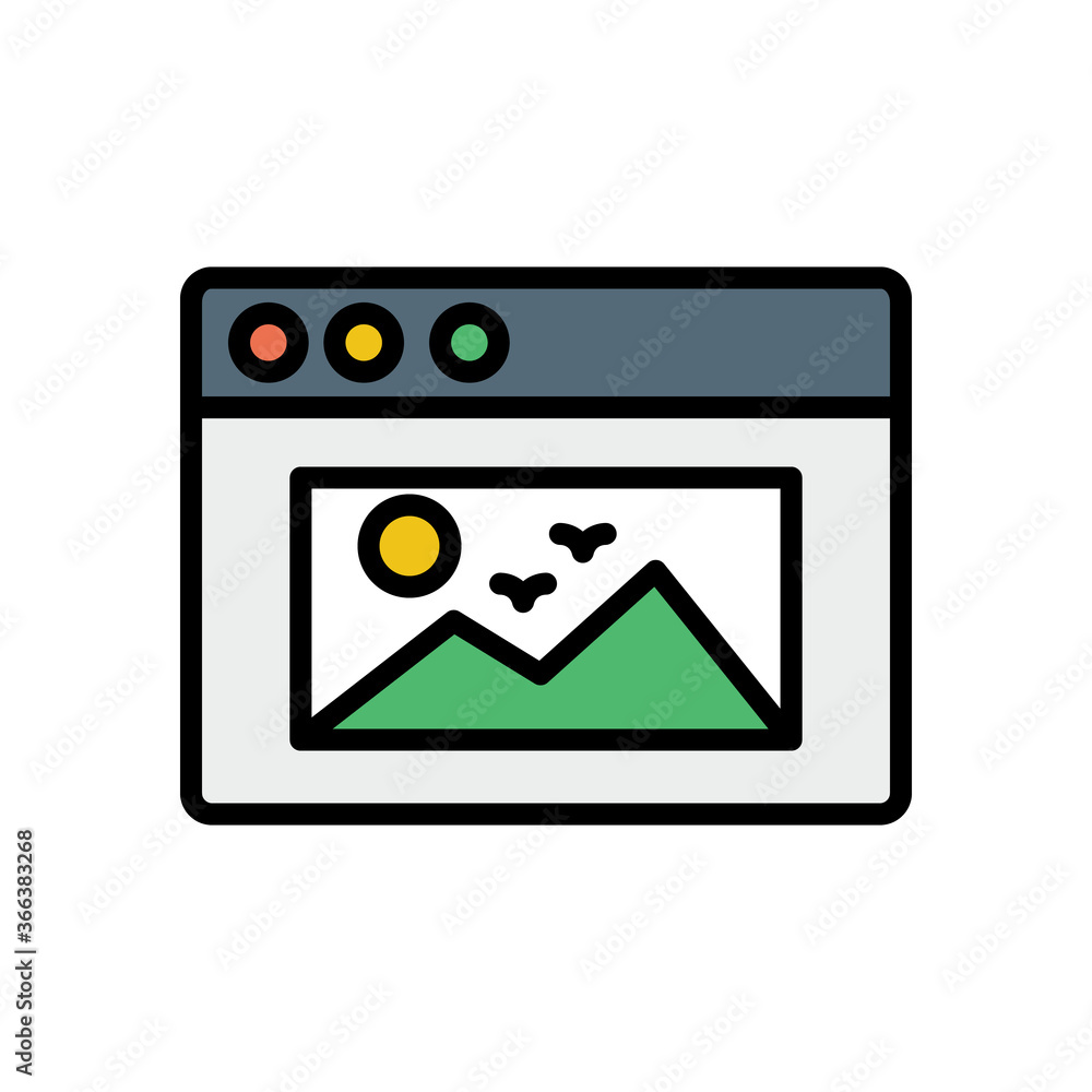 Poster browser, web site, picture icon. simple color with outline vector elements of internet explorer icon