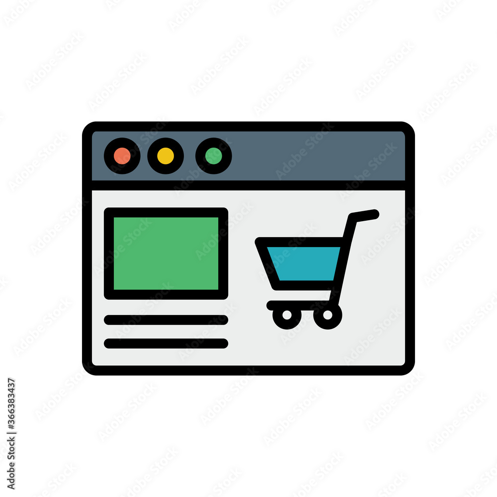 Poster browser, web site, shop icon. simple color with outline vector elements of internet explorer icons f