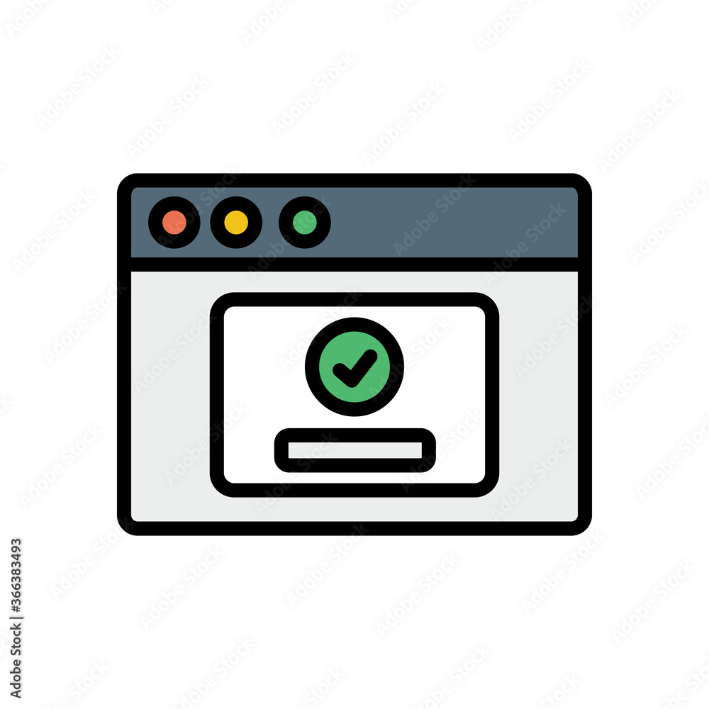Aufkleber browser, web site, check mark, password icon. simple color with outline vector elements of internet 