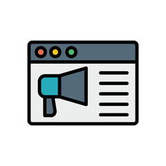 Browser, web site, megaphone icon. Simple color with outline vector elements of internet explorer icons for ui and ux, website or mobile application