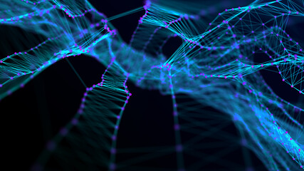 3D illustration DNA. Abstract digital connection dots and lines. Molecular abstract background. 3d rendering