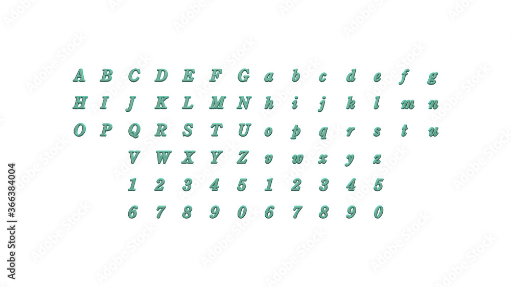 Poster written by individual letters on the wall by 3D rendering using a white background and casting shadow from top light