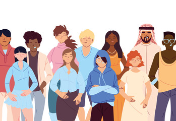 Obraz premium Women and men cartoons of cultural diversity vector design