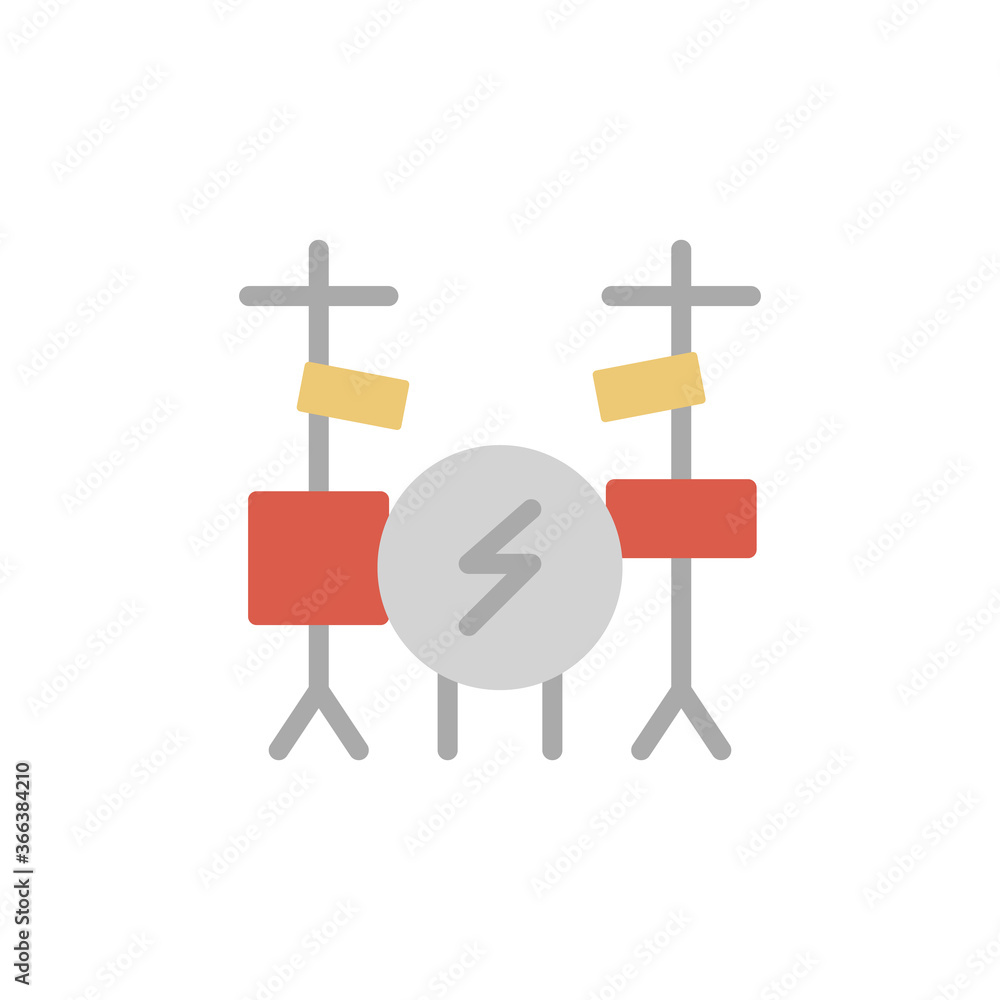 Poster orchestra, drum kit icon. simple color vector elements of rock n roll icons for ui and ux, website o